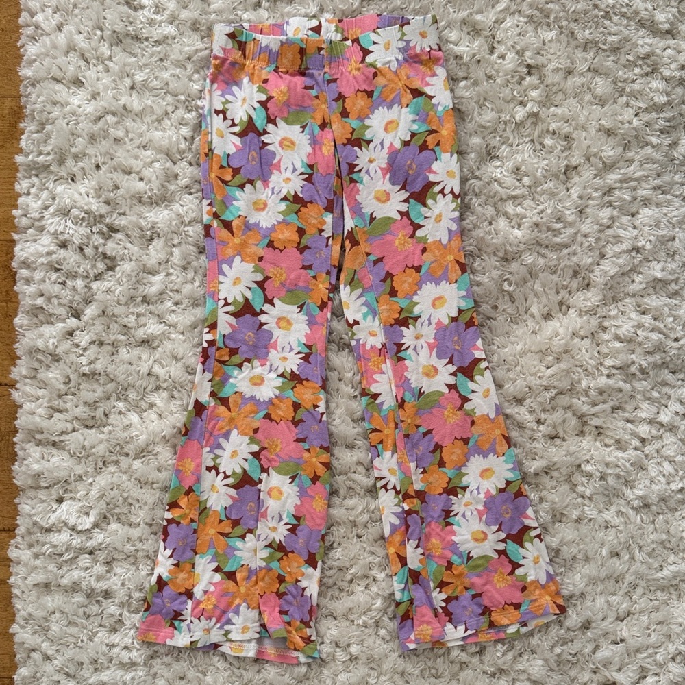 Billabong Floral Print Pants with Pink and Orange Accents